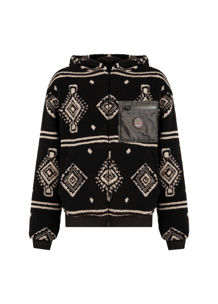 ETHNIC SHERPA HOODIE — fronte