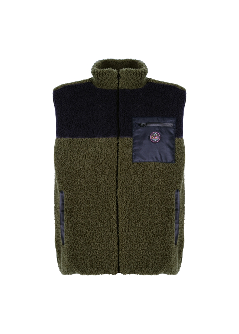 BLOCK COLOR SHERPA VEST — fronte