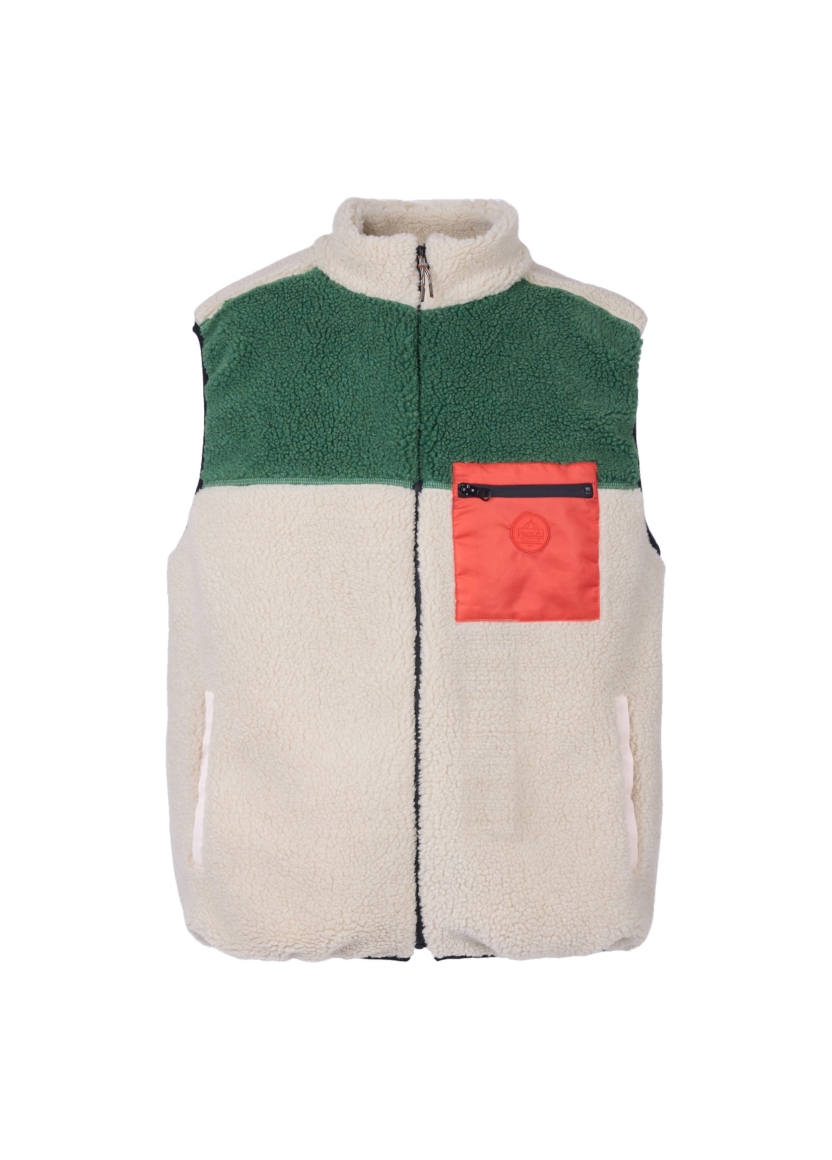 BLOCK COLOR SHERPA VEST — fronte