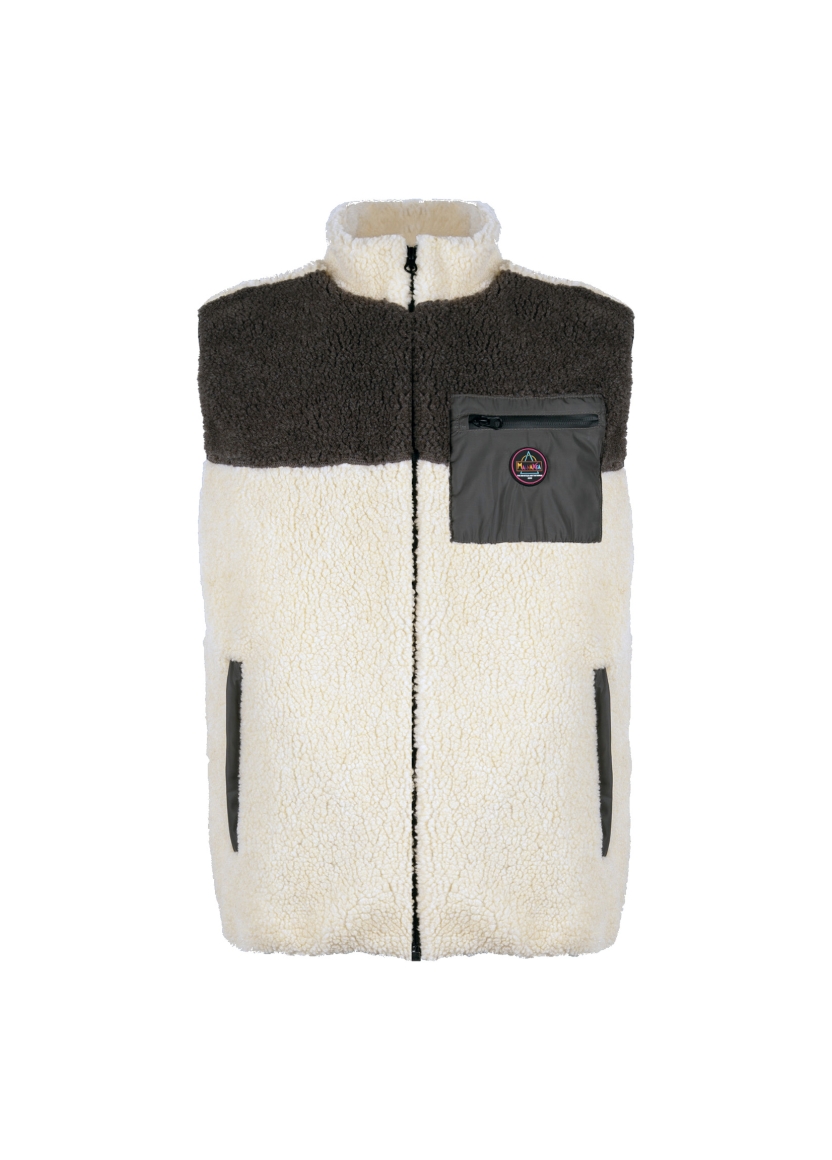 BLOCK COLOR SHERPA VEST — fronte