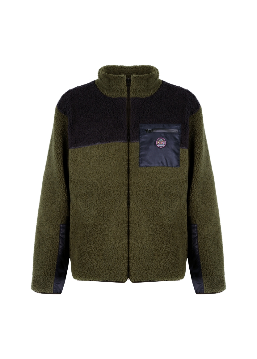 BLOCK COLOR SHERPA JACKET — fronte